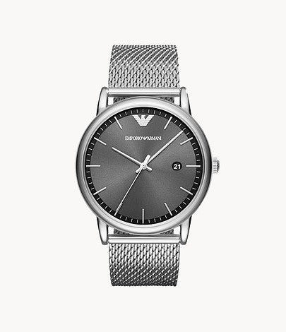 Emporio Armani Men’s Three-Hand Silver-Tone Stainless Steel Watch AR11069