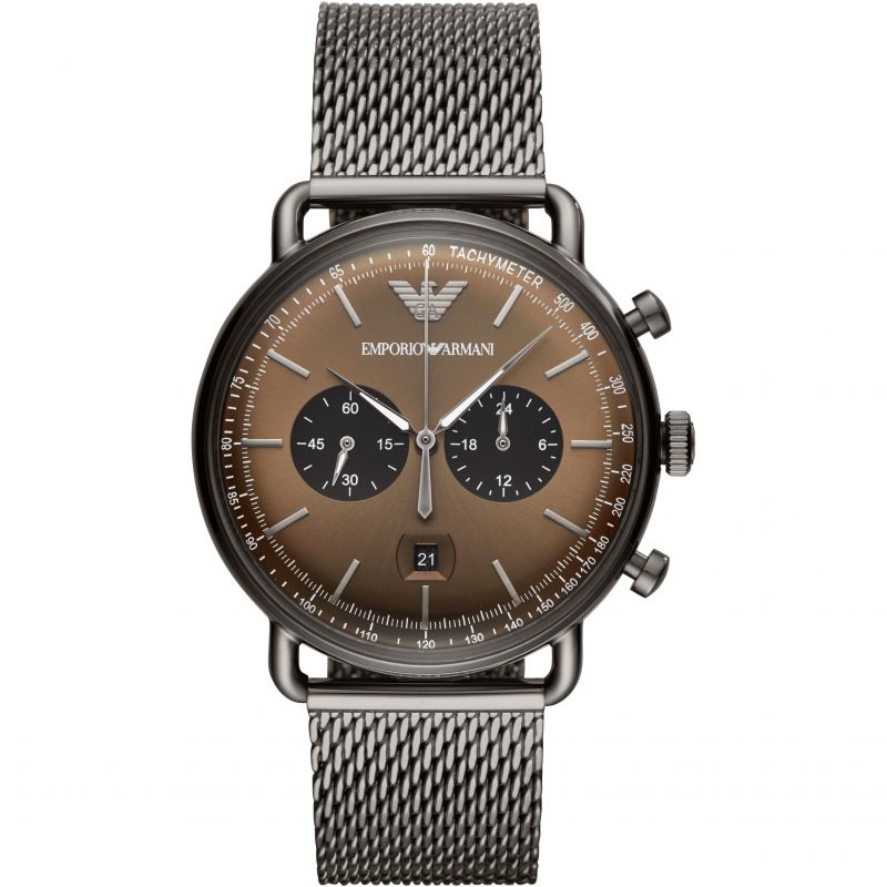 EMPORIO ARMANI Aviator Chronograph Brown Dial Men's Watch AR11141
