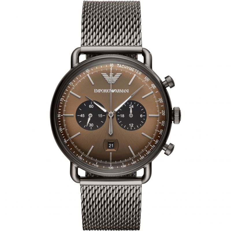 Emporio Armani AR11141 Aviator Chronograph 43 mm Bronze Stainless Steel Mens Watch