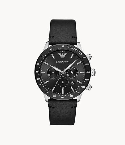 Emporio Armani Men's Chronograph Black Leather Watch AR11243