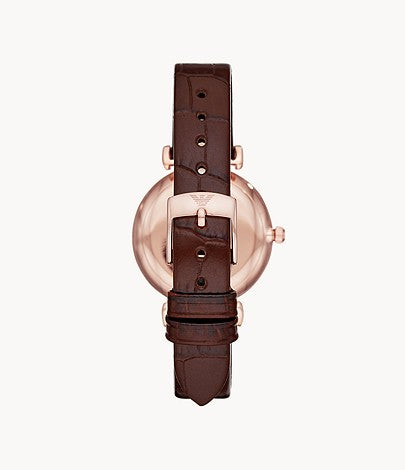 Emporio Armani Two-Hand Burgundy Leather Watch AR11269