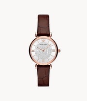 Emporio Armani Two-Hand Burgundy Leather Watch AR11269