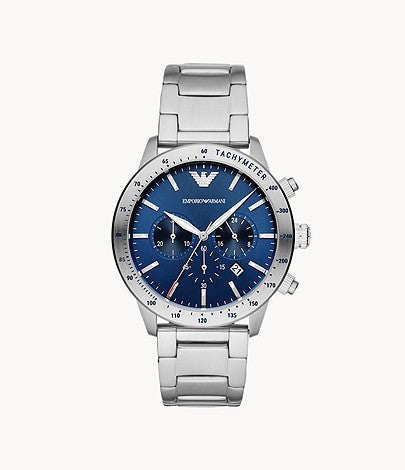 Emporio Armani Men's AR11306 43mm Stainless Steel Chronograph Watch with Blue Dial
