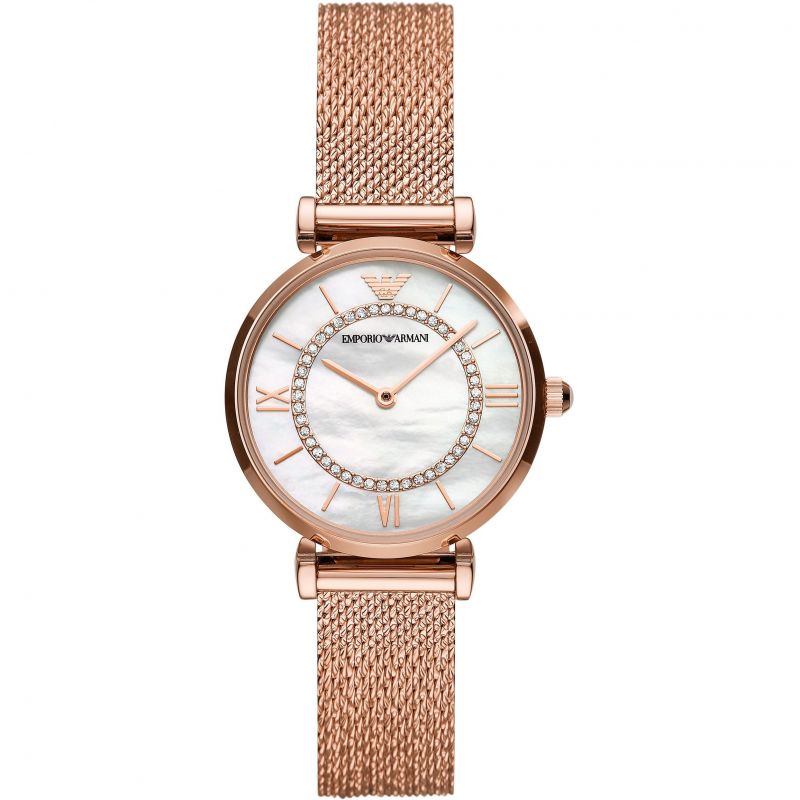 Emporio Armani AR11320 Ladies 32mm Rose Gold-Tone Stainless Steel Mesh Bracelet Watch