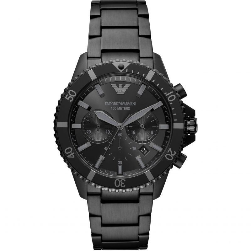 Emporio Armani AR11363 43mm Diver Chronograph Black Dial Mens Watch
