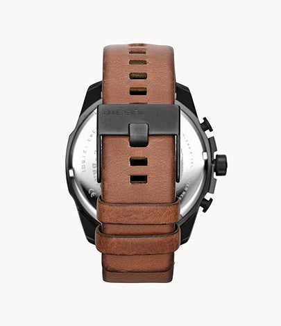 Diesel Men's Mega Chief Chronograph Brown Leather Watch DZ4343