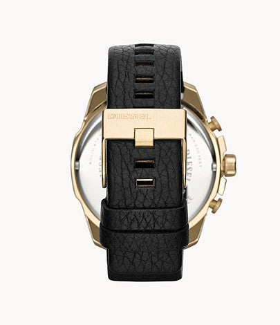 Diesel Men's Mega Chief Chronograph Black Leather Watch