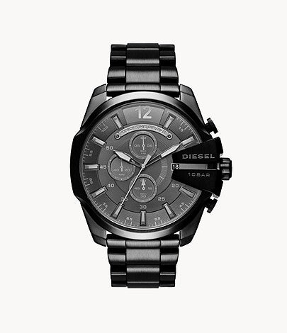 Diesel Men's Mega Chief Chronograph Black Steel Watch DZ4355