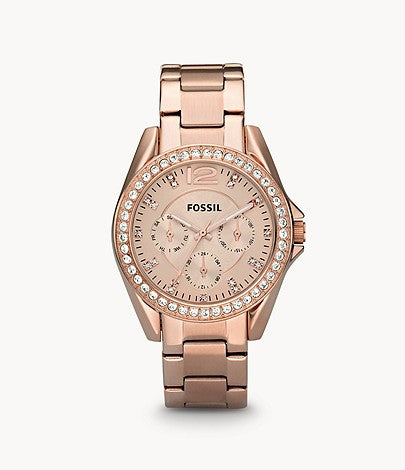 Fossil Ladies Riley Multifunction Rose-Tone Stainless Steel Watch ES2811