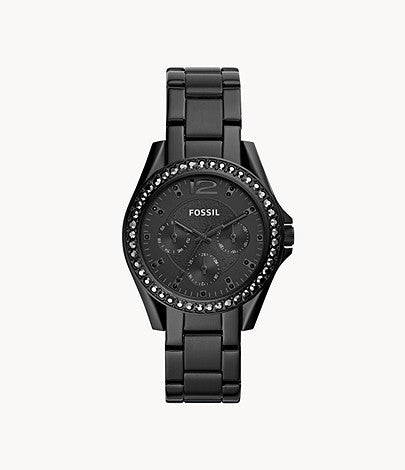 Fossil Ladies Riley Multifunction Black Stainless Steel Watch ES4519