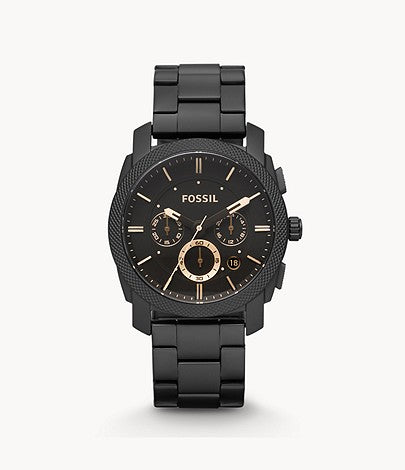 Fossil Machine Mid-Size Chronograph Black Stainless Steel Watch FS4682