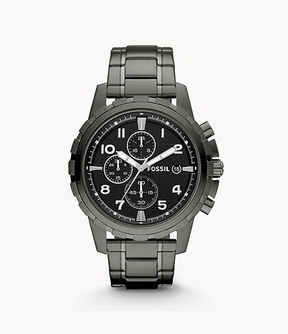 Fossil Men's Dean Chronograph Smoke Stainless Steel Watch FS4721