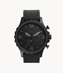 Fossil JR1354 Nate Chronograph Black Leather Watch
