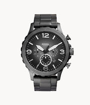 Fossil Nate Chronograph Smoke Stainless Steel Watch JR1437
