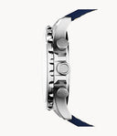 Fossil Nate Chronograph Navy Leather Watch JR1480