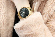 Michael Kors Women's Runway Black Dial Gold Stainless Steel Watch MK6669