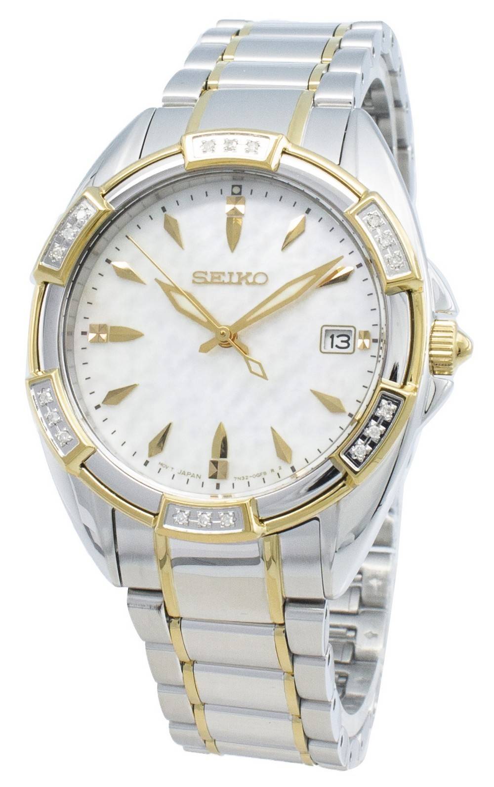 Seiko Classic Quartz Diamond Ladies Watch SKK880P1 – Mother of Pearl Dial, Two-Tone Stainless Steel, Sapphire Crystal, 100M Water Resistant