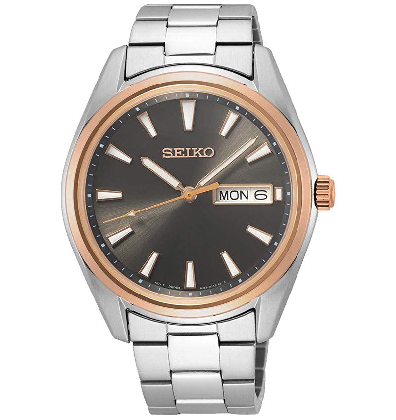 Seiko Neo Classic Quartz Black Dial Men's Watch SUR344P1 – Japanese Made 40.5mm Stainless Steel, Hardlex Crystal, Day-Date Display, 100M Water Resistance