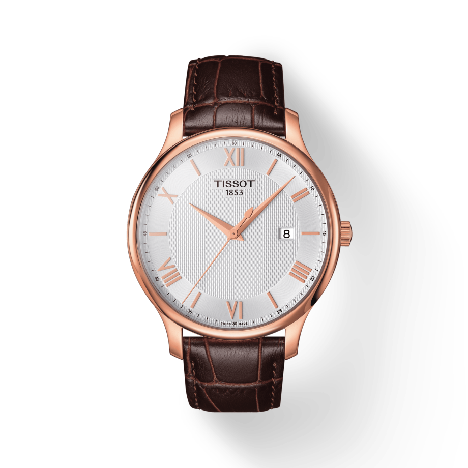 Tissot Tradition Silver Face & Brown Strap T063.610.36.038.00