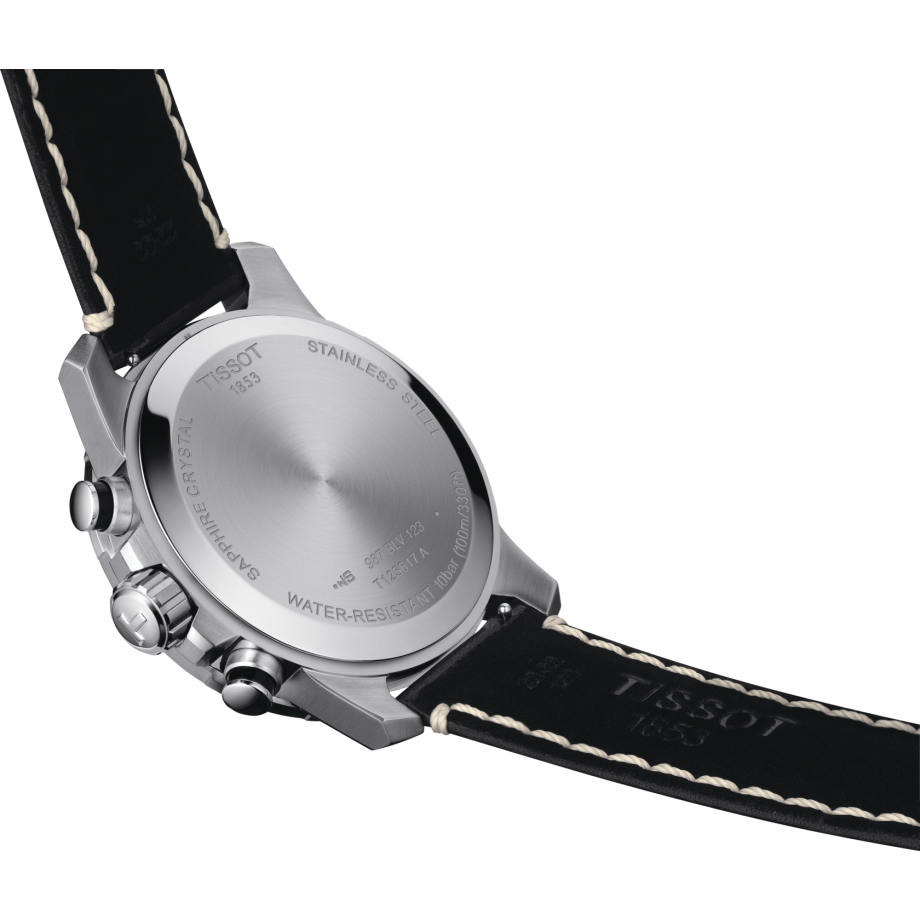 Tissot Men's Black Leather Band Supersport Chronograph Battery Watch