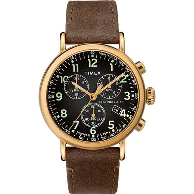 Timex Standard Men's Chronograph 41mm Leather Strap Watch TW2T20900