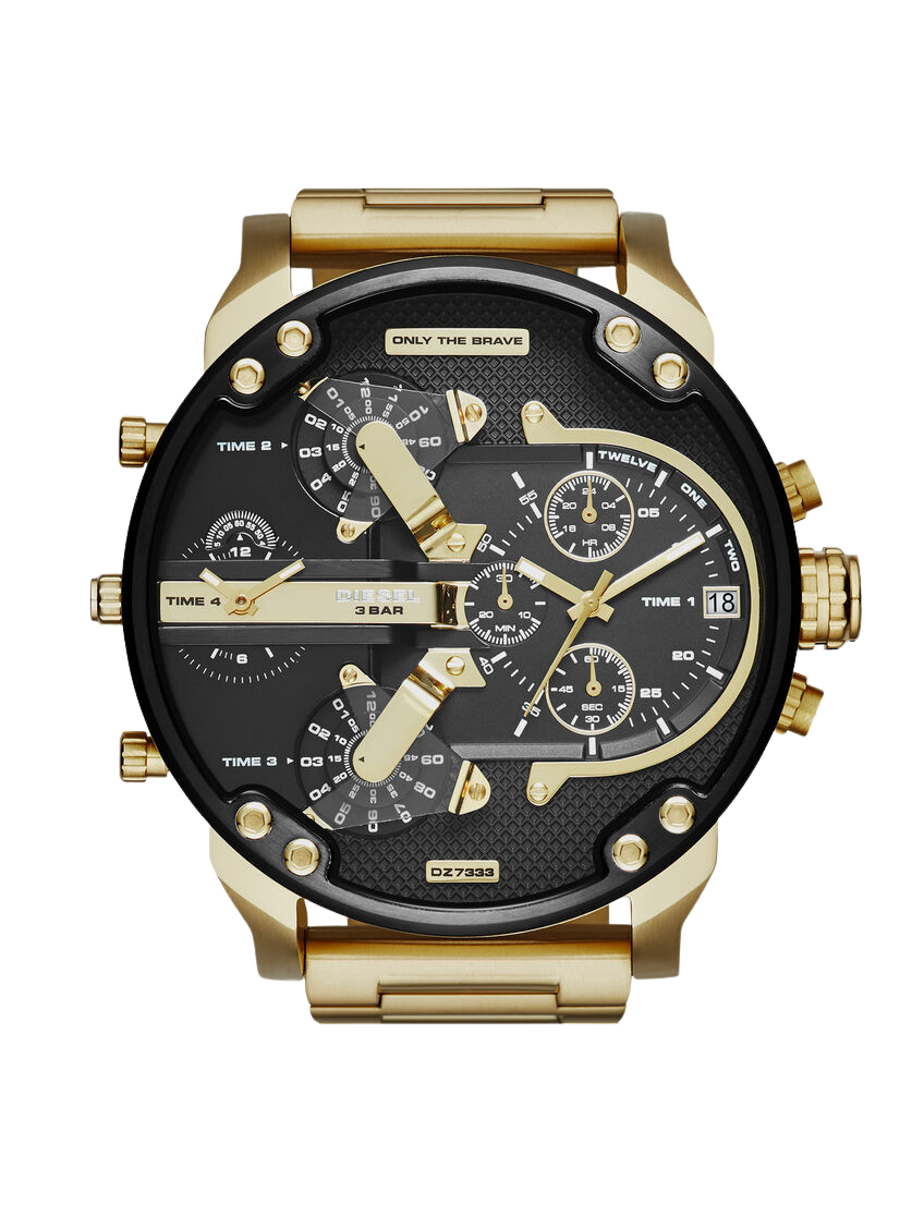 Diesel Men Quartz Mr.Daddy 2.0 Gold Tone Stainless Steel Watch DZ7333