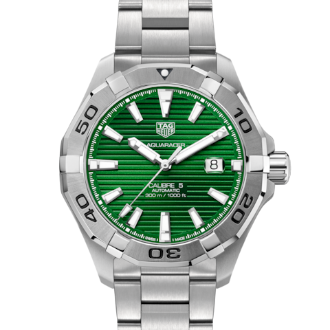TAG Heuer Aquaracer Calibre 5 Automatic Green Dial Watch - WAY2015.BA0927