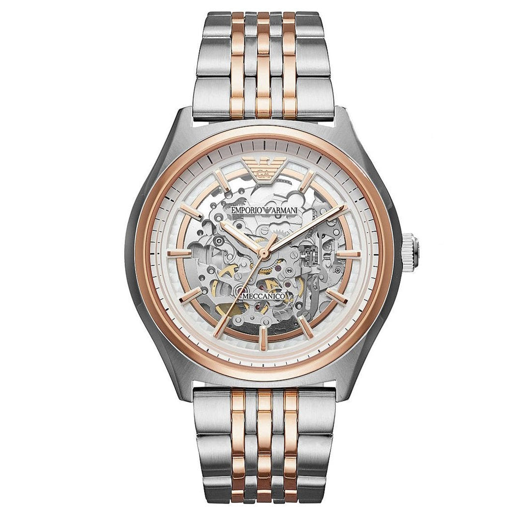 Emporio Armani AR60002 Meccanico Skeleton 43mm Mens Watch