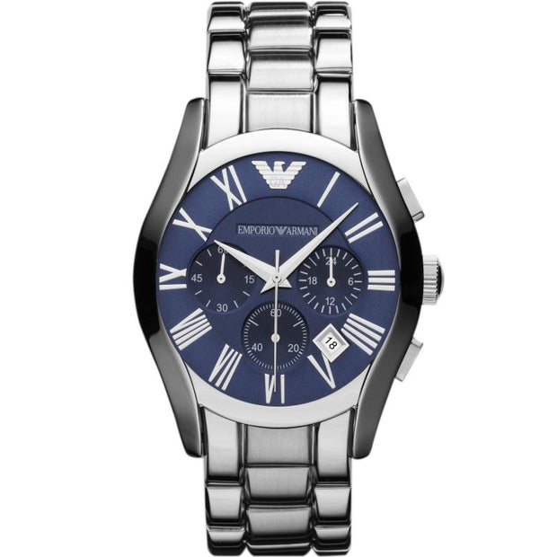 Emporio Armani Classic Chronograph Men's Watch AR1635 - Blue Dial, Stainless Steel Bracelet, Quartz Movement, Water Resistant