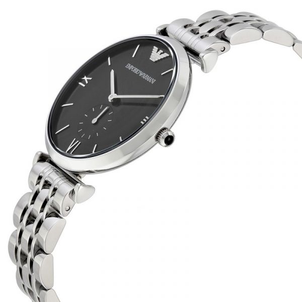 Emporio Armani Retro Men’s Watch AR1676 – Black Dial, Stainless Steel, Quartz, 40mm, 50M