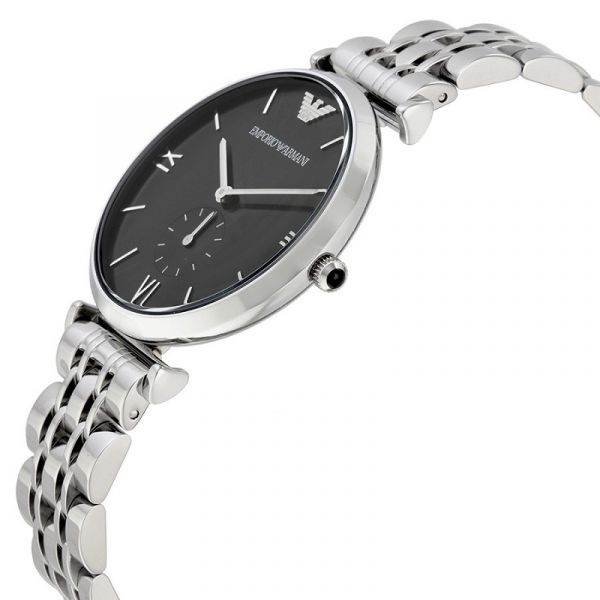 Emporio Armani AR1676 Retro Black Dial Men's Watch - Timeless Elegance