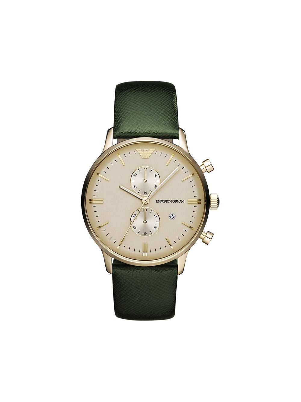 Emporio Armani Chronograph Green  Leather Men's Watch -AR1722
