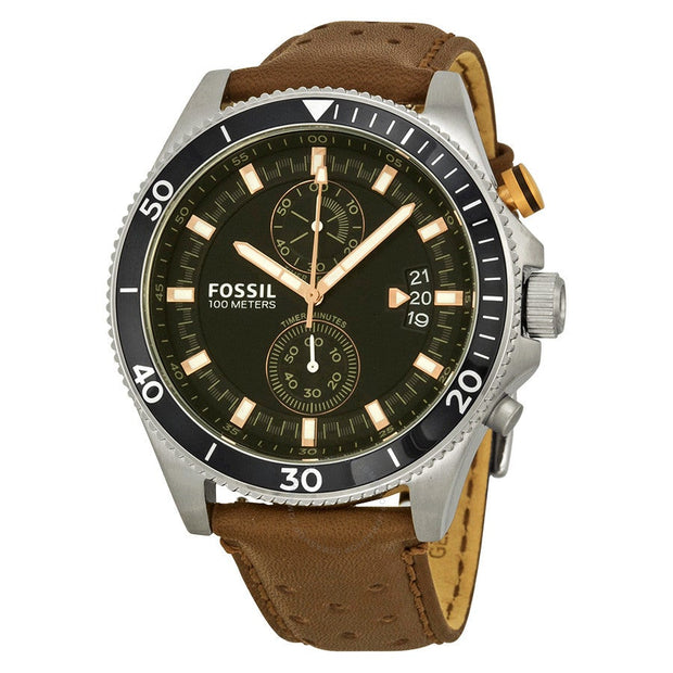 Fossil Men's Wakefield Chronograph Brown Leather Watch CH2944
