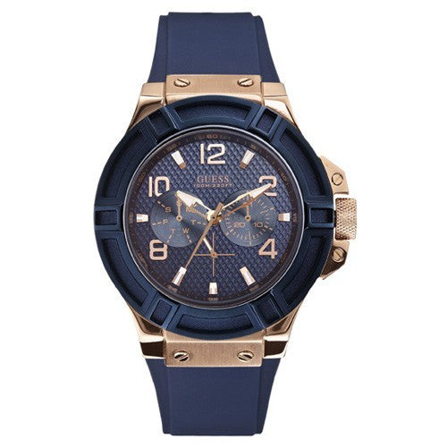 GUESS Rigor Blue Dial Blue Silicone Men's Watch W0247G3