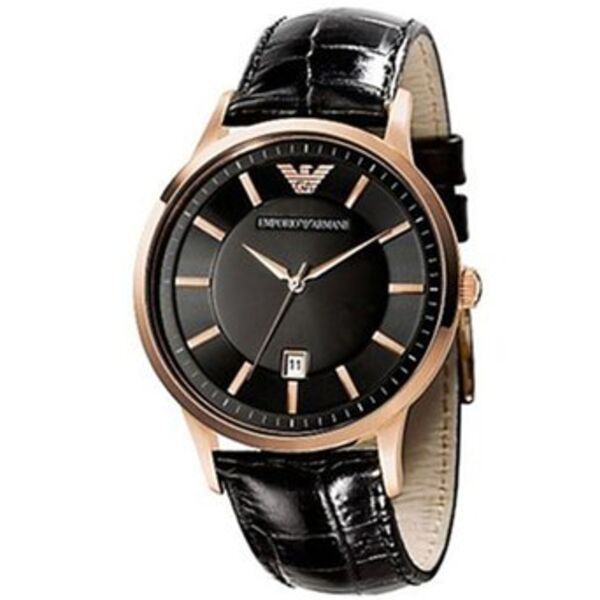 Emporio Armani Couple Black Woman's Leather watch  -AR9022