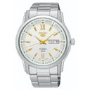 Seiko 5 White Dial Men’s Watch SNKP15K1 – Japanese Made 42mm Automatic Watch, Stainless Steel, Day-Date Display, 50M Water Resistance