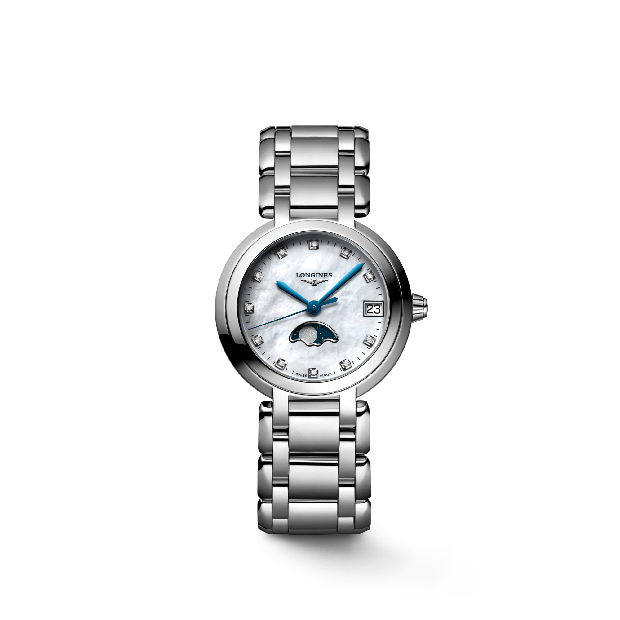 Longines Prima Luna Quartz Diamond White Dial Ladies Watch L8.115.4.87.6