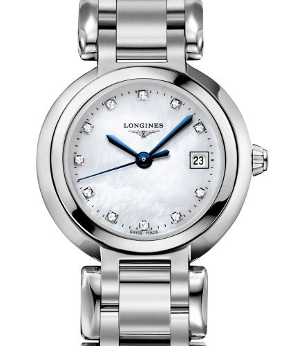 Longines Prima Luna Diamond White Mother of Pearl Dial Ladies Watch - L8.110.4.87.6