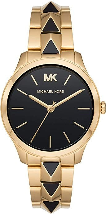 Michael Kors Women's Runway Black Dial Gold Stainless Steel Watch MK6669