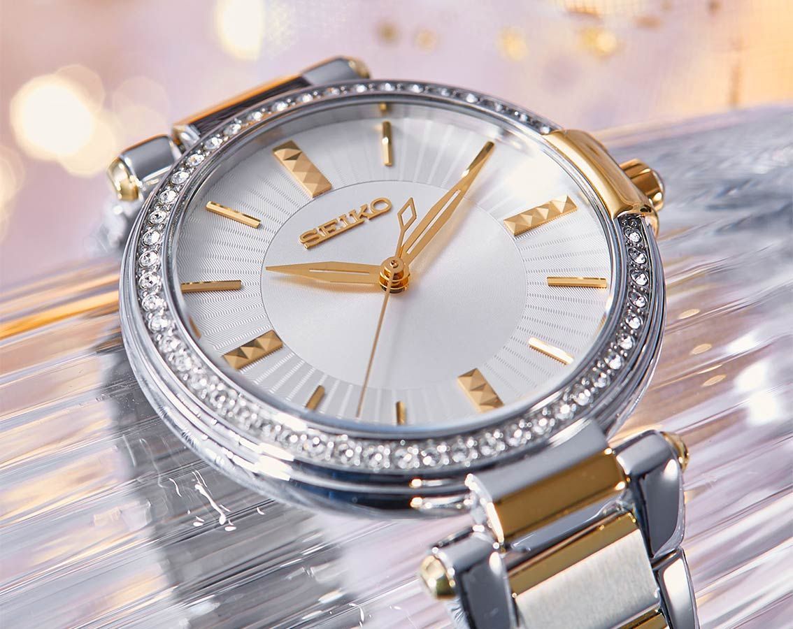 Seiko Silver Dial Diamond Accents Ladies Watch SRZ516P1 – Japanese Made 32mm Quartz Watch, Stainless Steel, Scratch-Resistant Crystal, Elegant Design