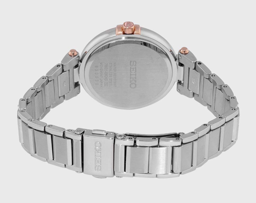 Seiko Mother of Pearl Dial Diamond Accents Ladies Watch SRZ514P1 – Japanese Made 33mm Quartz Watch, Stainless Steel, Diamond Hour Markers, Elegant Design