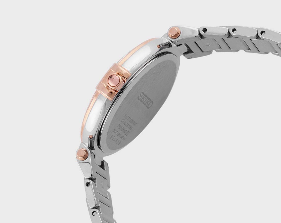 Seiko Mother of Pearl Dial Diamond Accents Ladies Watch SRZ514P1 – Japanese Made 33mm Quartz Watch, Stainless Steel, Diamond Hour Markers, Elegant Design