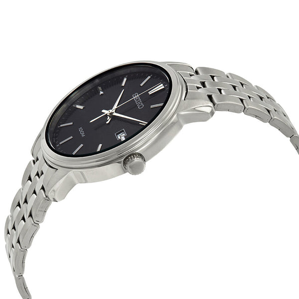 Seiko Neo Classic Men's Diamond Black Dial Watch SUR261P1 – Japanese Made 41mm Quartz Watch, Stainless Steel, Hardlex Crystal, 100M Water Resistance
