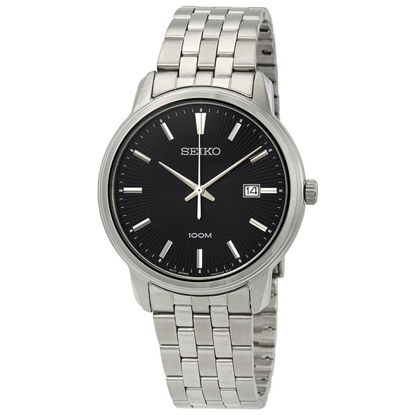 Seiko Neo Classic Men's Diamond Black Dial Watch SUR261P1 – Japanese Made 41mm Quartz Watch, Stainless Steel, Hardlex Crystal, 100M Water Resistance