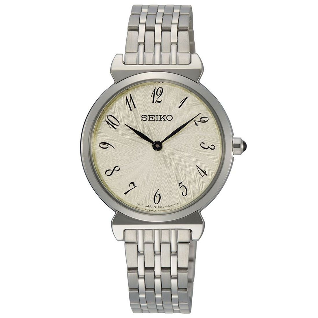 Seiko Classic Quartz Ladies Watch SFQ801P1 – Japanese Made, Champagne Dial, Stainless Steel, Hardlex Crystal, 50M Water Resistance
