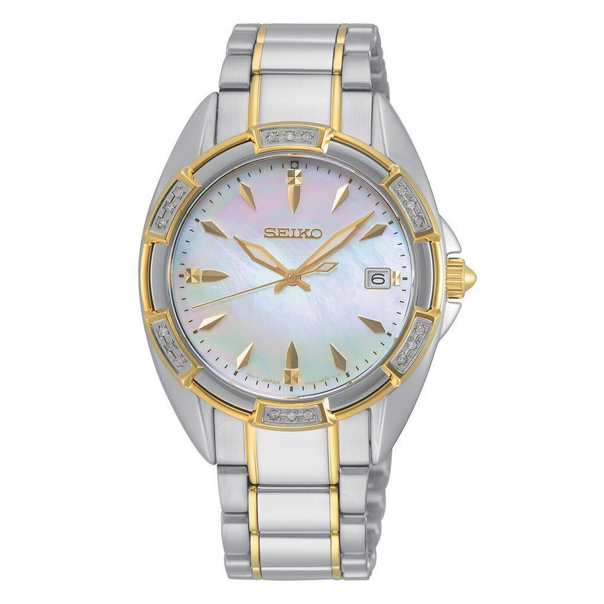 Seiko Classic Quartz Diamond Ladies Watch SKK880P1 – Mother of Pearl Dial, Two-Tone Stainless Steel, Sapphire Crystal, 100M Water Resistant