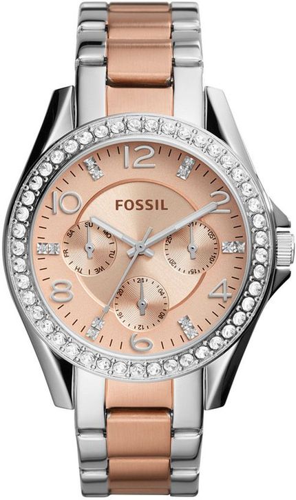 FOSSIL Riley Rose Gold Dial Ladies Multifunction Watch ES4145