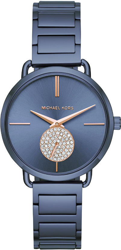 Michael Kors Ladies Portia Crystallized Blue Steel Watch MK3680